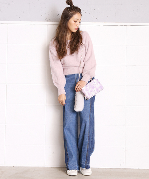 one after another NICE CLAUP（ワンアフターアナザーナイスクラップ）の「ふわふわフェザーニット（ニット/セーター・レディース・ライトグレー/ピンク/パープル系その他/アイボリー・FREE）」の18枚目の写真