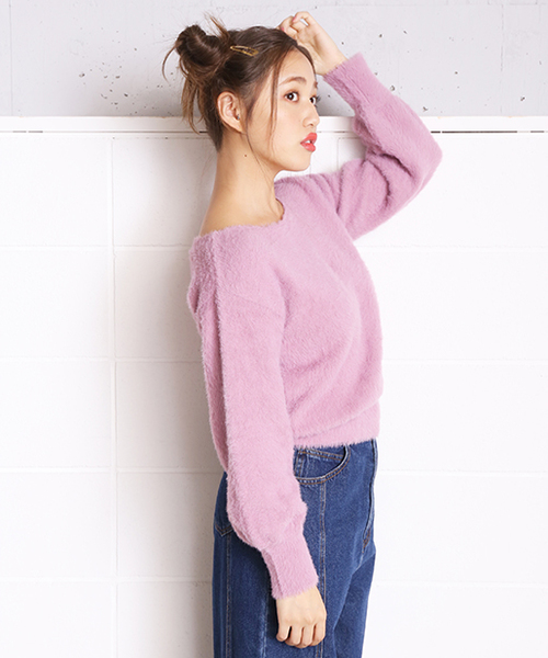 one after another NICE CLAUP（ワンアフターアナザーナイスクラップ）の「ふわふわフェザーニット（ニット/セーター・レディース・ライトグレー/ピンク/パープル系その他/アイボリー・FREE）」の20枚目の写真