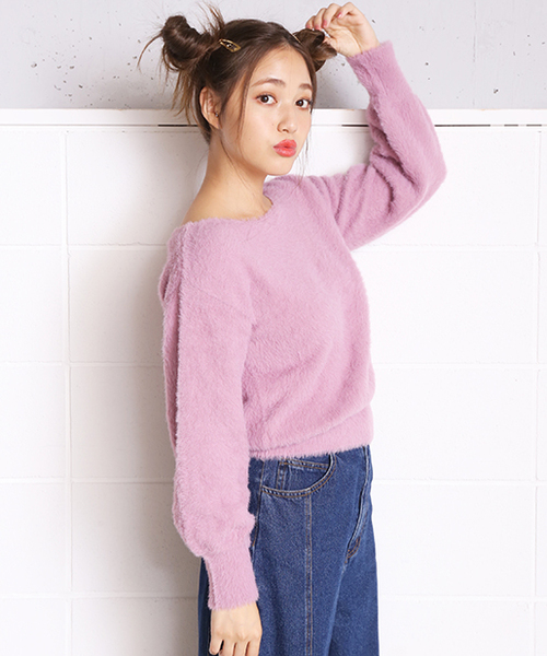 one after another NICE CLAUP（ワンアフターアナザーナイスクラップ）の「ふわふわフェザーニット（ニット/セーター・レディース・ライトグレー/ピンク/パープル系その他/アイボリー・FREE）」の21枚目の写真