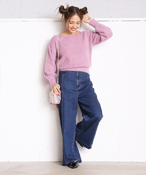 one after another NICE CLAUP（ワンアフターアナザーナイスクラップ）の「ふわふわフェザーニット（ニット/セーター・レディース・ライトグレー/ピンク/パープル系その他/アイボリー・FREE）」の22枚目の写真