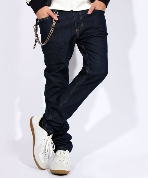 ８(eight)（エイト）の「USED加工 スキニージーンズ ストレッチ スリム デニム（デニムパンツ・メンズ・ブラック/インディゴブルー/グレー/ブルー/ワンウォッシュ・MEDIUM/LARGE/X-LARGE）」の5枚目の写真