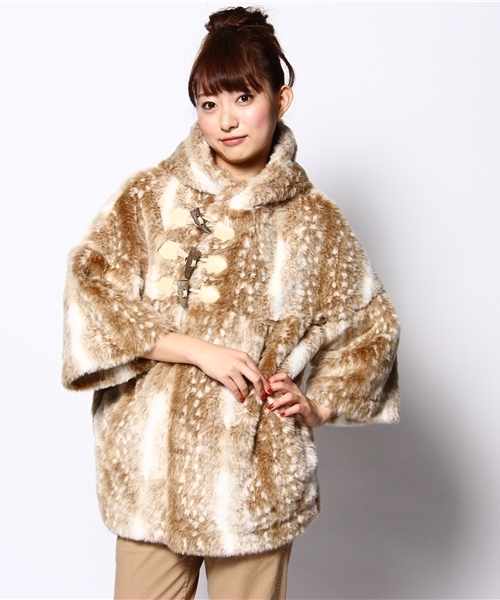 gg spoon（ジジスプーン）の「○鹿フェイクファーダッフルロング