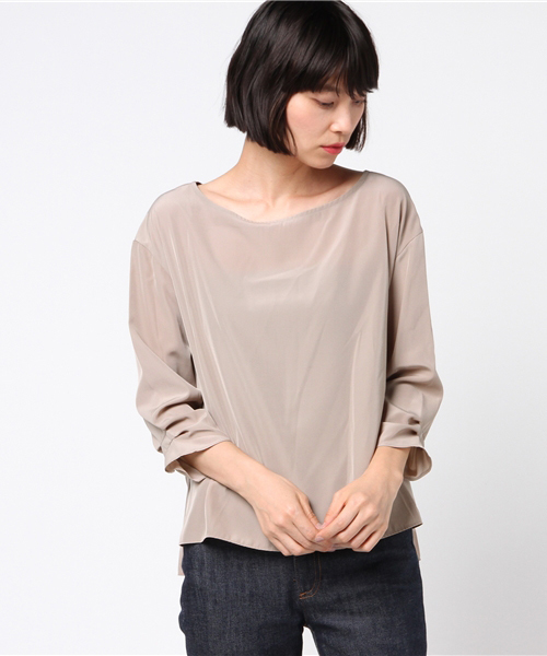 un dix cors（アンディコール）の「シンプルワイドブラウス（シャツ/ブラウス・レディース・ブラック/ベージュ・ﾌﾘ-）」の2枚目の写真