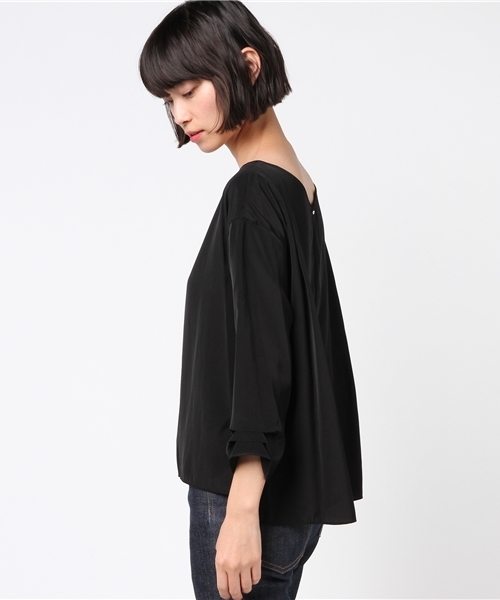 un dix cors（アンディコール）の「シンプルワイドブラウス（シャツ/ブラウス・レディース・ブラック/ベージュ・ﾌﾘ-）」の4枚目の写真