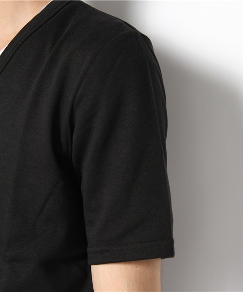 WEGO（ウィゴー）の「背裏チェックVネックSSカーディガン（カーディガン/ボレロ・メンズ・ブラック/杢グレー/ターコイズブルー/ライトピンク/ワイン・MEDIUM/LARGE）」の9枚目の写真