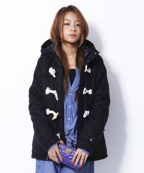 X-girl(エックスガール)の「THINSULATE DUFFLE COAT(ダッフルコート・レディース・ブラック/アッシュグレー/ブラウン・1/2)」の9枚目の写真