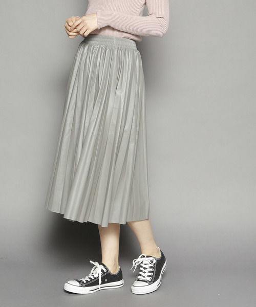 SY3（エスワイスリー）の「レザープリーツスカート（スカート・レディース・キャメル/グレー/ブラック・FREE）」の3枚目の写真