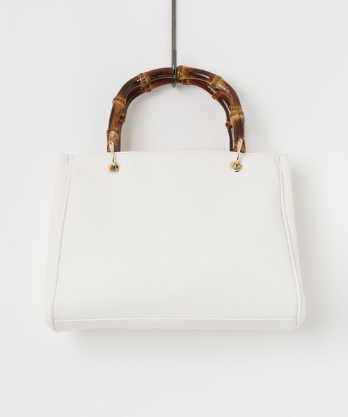 RIVE DROITE（リヴドロワ）の「バンブートート（ハンドバッグ・レディース・ホワイト/ピンク/ライトベージュ・FREE）」の5枚目の写真