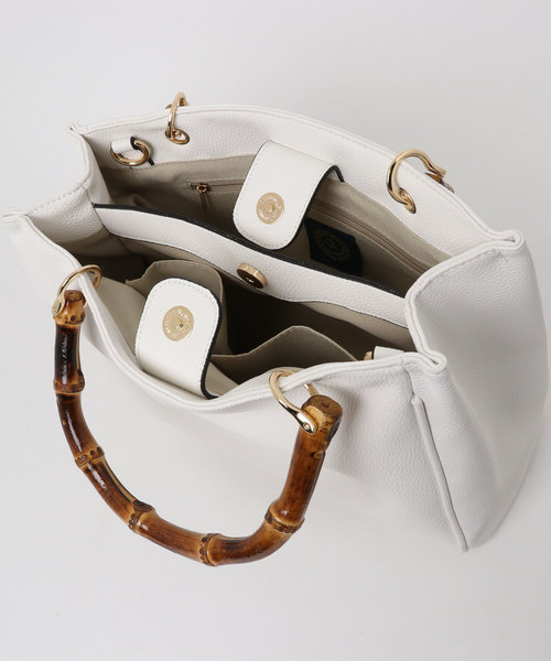 RIVE DROITE（リヴドロワ）の「バンブートート（ハンドバッグ・レディース・ホワイト/ピンク/ライトベージュ・FREE）」の4枚目の写真
