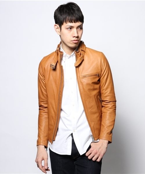 JOURNAL STANDARD(ジャーナルスタンダード)の「ラムライダースジャケット(ライダースジャケット・メンズ・ブラウン/ブラック/キャメル・MEDIUM/LARGE)」の3枚目の写真