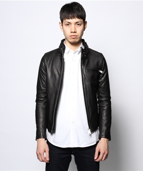 JOURNAL STANDARD(ジャーナルスタンダード)の「ラムライダースジャケット(ライダースジャケット・メンズ・ブラウン/ブラック/キャメル・MEDIUM/LARGE)」の4枚目の写真