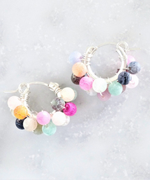 【marinaJEWELRY】SV925SF/mix Agate pave pierced earring