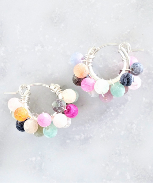 tone(トーン)の「【marinaJEWELRY】SV925SF/mix Agate pave pierced earring(ピアス(両耳用)・レディース・その他・FREE)」の1枚目の写真
