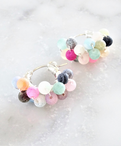 tone(トーン)の「【marinaJEWELRY】SV925SF/mix Agate pave pierced earring(ピアス(両耳用)・レディース・その他・FREE)」の3枚目の写真