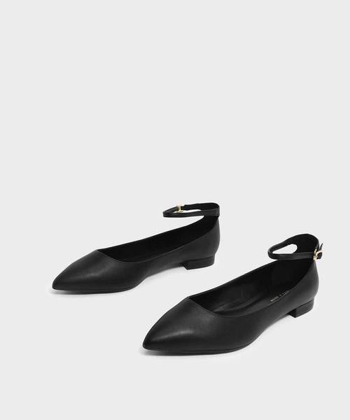 CHARLES & KEITH（チャールズ & キース）の「アンクルストラップフラット / ANKLE STRAP FLATS（パンプス・レディース・ブラック/ピンク/グリーン・22.5cm/23cm/23.5cm/24.5cm/25cm/25.5cm）」の4枚目の写真