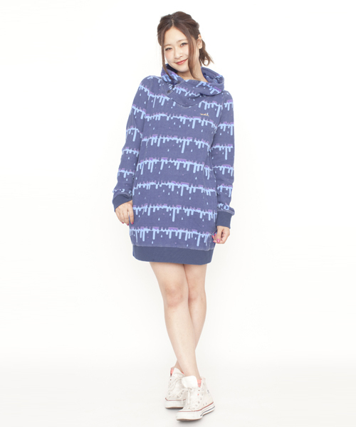 X-girl(エックスガール)の「DRIP SWEAT DRESS(ワンピース・レディース・ブルー/オレンジ/ブラック・2/1)」の1枚目の写真