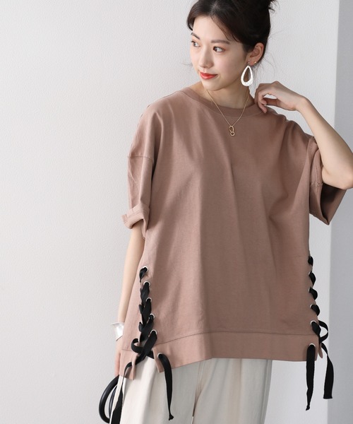 セール】サイドレースアップ編み上げビックTシャツ（Tシャツ
