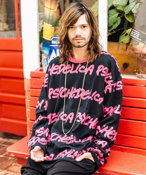 glamb(グラム)の「【glamb】サイケデリカボーダーロンティー(Tシャツ/カットソー・メンズ・ホワイト/ブラック/ネイビー・1/2/0/4/3)」の3枚目の写真