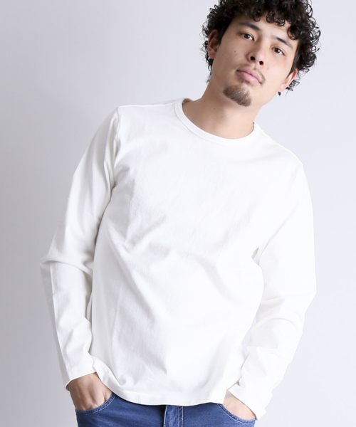 Denime(ドゥニーム)の「BASIC CUTSEW LS CN TEE/ベーシックカットソークルーネックロンT(Tシャツ/カットソー・メンズ・ホワイト/ブラック/グレー/ネイビー/杢グレー・SMALL/MEDIUM/LARGE/X-SMALL)」の2枚目の写真