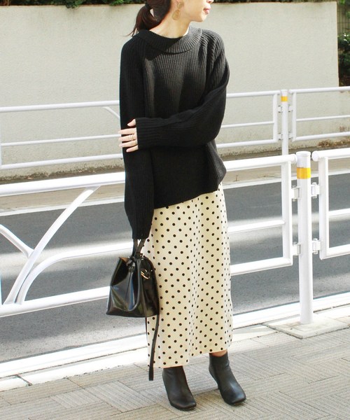journal standard L'essage（ジャーナルスタンダードレサージュ）の「ヴィスコースドットスカート◆（スカート・レディース・ブラック/ナチュラル・36/38）」の9枚目の写真