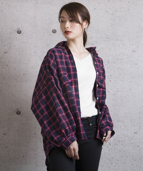 LUGG NAGG(ラグナグ)の「【Jewelobe/ ジュエローブ】 ボリュームスリーブチェックシャツ(シャツ/ブラウス・レディース・ネイビー/レッド/オフホワイト・FREE)」の1枚目の写真