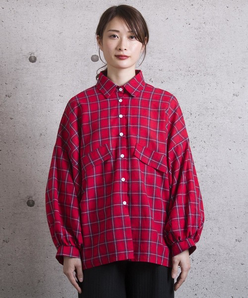 LUGG NAGG(ラグナグ)の「【Jewelobe/ ジュエローブ】 ボリュームスリーブチェックシャツ(シャツ/ブラウス・レディース・ネイビー/レッド/オフホワイト・FREE)」の11枚目の写真