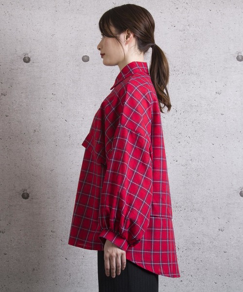 LUGG NAGG(ラグナグ)の「【Jewelobe/ ジュエローブ】 ボリュームスリーブチェックシャツ(シャツ/ブラウス・レディース・ネイビー/レッド/オフホワイト・FREE)」の5枚目の写真