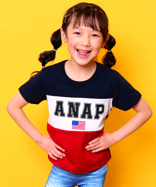 Usaフラッグ切替tシャツ Tシャツ カットソー Anap Tシャツ カットソー トップス Anap Kids アナップキッズ のファッション セール 本物保証