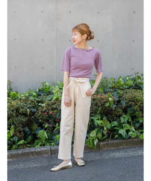 flower(フラワー)の「メロウリブティーズ(Tシャツ/カットソー・レディース・アイボリー/グレー/パープル/ベージュ/ブラウン・FREE)」の18枚目の写真