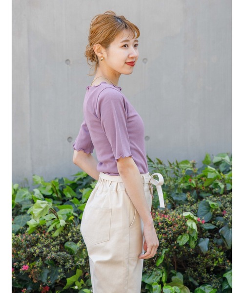 flower(フラワー)の「メロウリブティーズ(Tシャツ/カットソー・レディース・アイボリー/グレー/パープル/ベージュ/ブラウン・FREE)」の16枚目の写真