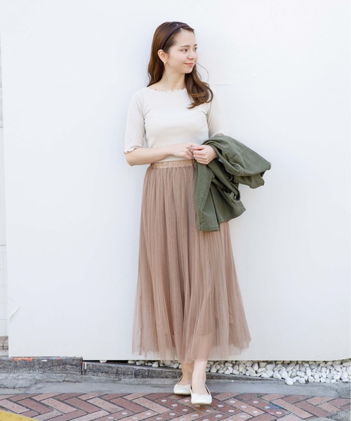 flower(フラワー)の「メロウリブティーズ(Tシャツ/カットソー・レディース・アイボリー/グレー/パープル/ベージュ/ブラウン・FREE)」の20枚目の写真