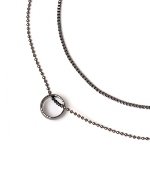 GLOBAL WORK（グローバルワーク）の「2pcsセットネックレス/837355（ネックレス・メンズ・ライトグレー/ブラック・FREE）」の2枚目の写真