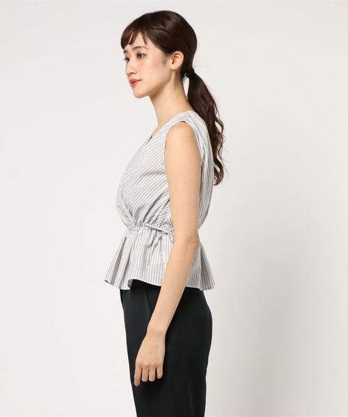 NATURAL BEAUTY BASIC（ナチュラルビューティーベーシック）の「ストライプカシュクールブラウス（シャツ/ブラウス・レディース・ブラウン系その他/オレンジ系その他・MEDIUM/SMALL）」の4枚目の写真