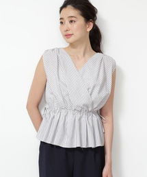 NATURAL BEAUTY BASIC | ストライプカシュクールブラウス(シャツ/ブラウス)