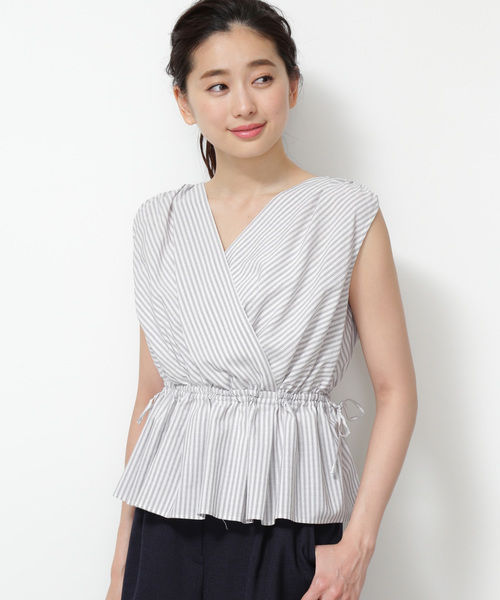 NATURAL BEAUTY BASIC（ナチュラルビューティーベーシック）の「ストライプカシュクールブラウス（シャツ/ブラウス・レディース・ブラウン系その他/オレンジ系その他・MEDIUM/SMALL）」の12枚目の写真