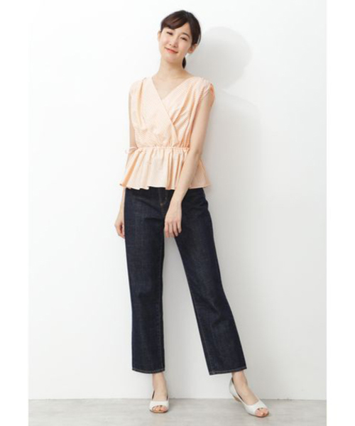 NATURAL BEAUTY BASIC（ナチュラルビューティーベーシック）の「ストライプカシュクールブラウス（シャツ/ブラウス・レディース・ブラウン系その他/オレンジ系その他・MEDIUM/SMALL）」の8枚目の写真