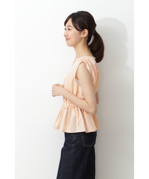 NATURAL BEAUTY BASIC（ナチュラルビューティーベーシック）の「ストライプカシュクールブラウス（シャツ/ブラウス・レディース・ブラウン系その他/オレンジ系その他・MEDIUM/SMALL）」の6枚目の写真