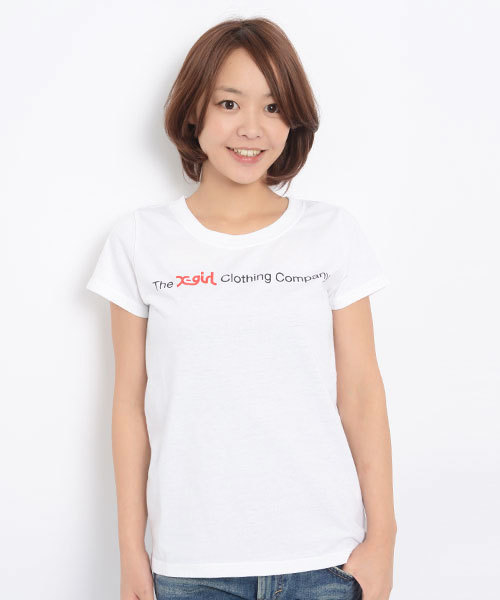 X-girl（エックスガール）の「TXCC LOGO S/S TEE（Tシャツ/カットソー・レディース・ホワイト/ブラック/アッシュグレー/レッド・1/2）」の2枚目の写真