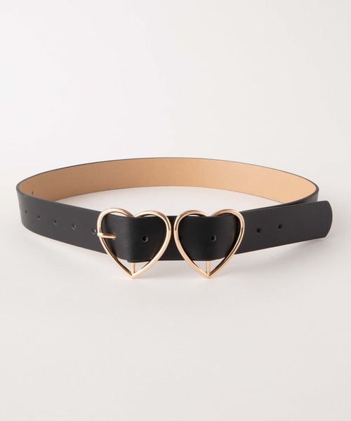 WEGO（ウィゴー）の「WEGO/ダブルハートバックルベルト（ベルト・レディース・ブラック/レッド・FREE）」の5枚目の写真