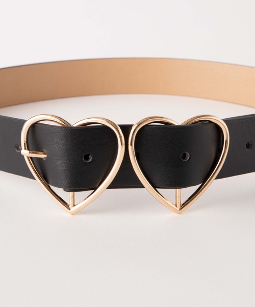 WEGO（ウィゴー）の「WEGO/ダブルハートバックルベルト（ベルト・レディース・ブラック/レッド・FREE）」の7枚目の写真