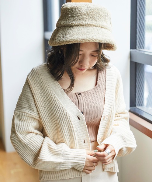 WEGO（ウィゴー）の「WEGO/【WEB限定】ショートリブボリューム袖カーディガン（カーディガン/ボレロ・レディース・アイボリー/ブラック/ベージュ/パープル/ピンク/マスタード/ホワイト/グリーン系その他・FREE）」の21枚目の写真