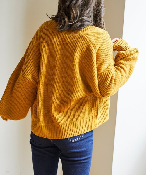 WEGO（ウィゴー）の「WEGO/【WEB限定】ショートリブボリューム袖カーディガン（カーディガン/ボレロ・レディース・アイボリー/ブラック/ベージュ/パープル/ピンク/マスタード/ホワイト/グリーン系その他・FREE）」の19枚目の写真