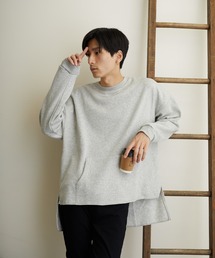 /パイル裏起毛BIGスリットクルーネック/