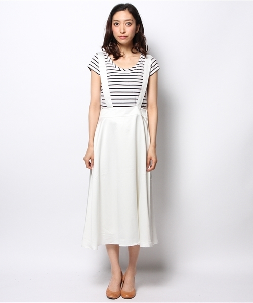 Kastane（カスタネ）の「【Kastane】サスペンダー付きスカート（スカート・レディース・ネイビー/オフホワイト/ライトグレー・FREE）」の6枚目の写真