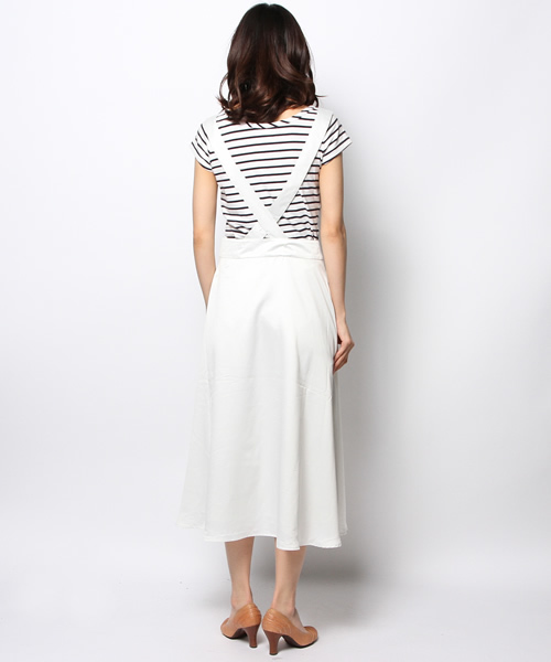 Kastane（カスタネ）の「【Kastane】サスペンダー付きスカート（スカート・レディース・ネイビー/オフホワイト/ライトグレー・FREE）」の4枚目の写真