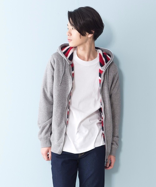 Blue Standard (ブルースタンダード)の「【BLUE STANDARD】裏ボアZIPパーカー モコモコ(パーカー・メンズ・ブラック/その他1/その他2/エメラルド/ネイビー/その他3/杢グレー/グレー系その他/ブラック系その他/ワイン/レッド系その他/グリーン系その他/ブルー系その他・SMALL/MEDIUM/LARGE/X-LARGE)」の5枚目の写真