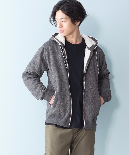 Blue Standard (ブルースタンダード)の「【BLUE STANDARD】裏ボアZIPパーカー モコモコ(パーカー・メンズ・ブラック/その他1/その他2/エメラルド/ネイビー/その他3/杢グレー/グレー系その他/ブラック系その他/ワイン/レッド系その他/グリーン系その他/ブルー系その他・SMALL/MEDIUM/LARGE/X-LARGE)」の2枚目の写真