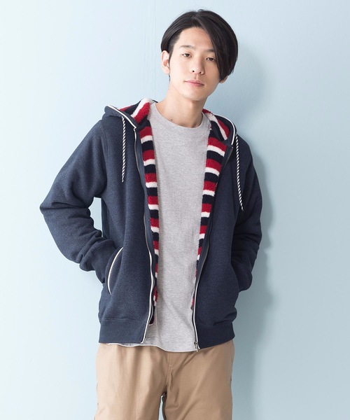 Blue Standard (ブルースタンダード)の「【BLUE STANDARD】裏ボアZIPパーカー モコモコ(パーカー・メンズ・ブラック/その他1/その他2/エメラルド/ネイビー/その他3/杢グレー/グレー系その他/ブラック系その他/ワイン/レッド系その他/グリーン系その他/ブルー系その他・SMALL/MEDIUM/LARGE/X-LARGE)」の14枚目の写真