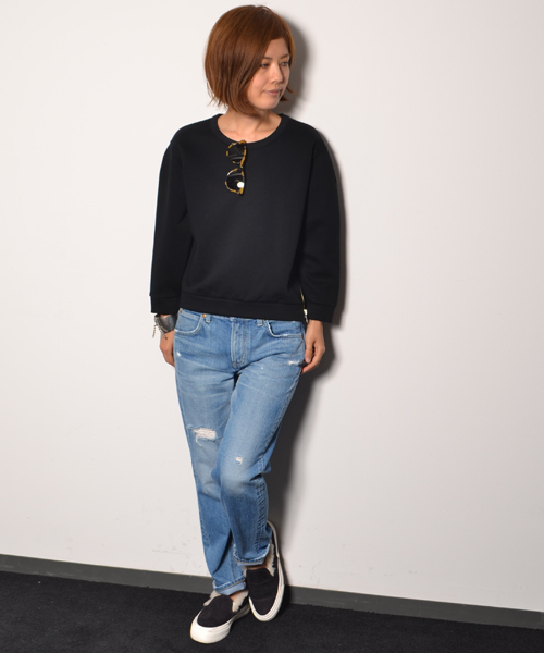 AMERICAN RAG CIE（アメリカンラグシー）の「ダンボールニットプルオーバー/208-AON-L142-CT102（Tシャツ/カットソー・レディース・ホワイト/トップグレー/ネイビー・FREE）」の18枚目の写真