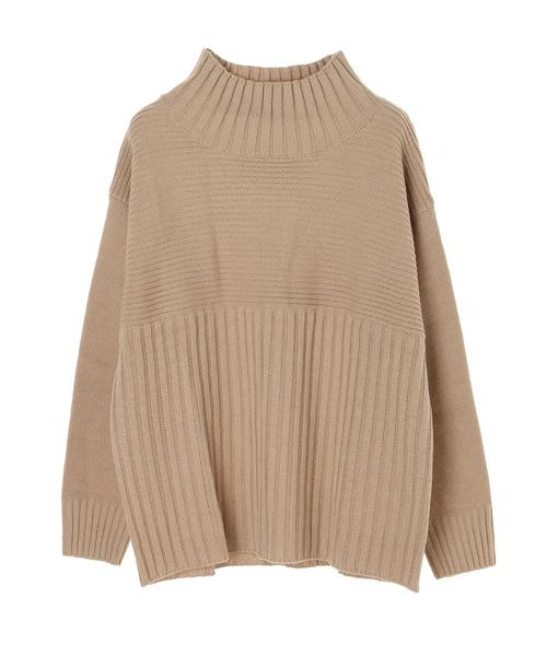 Green　Parks（グリーンパークス）の「切り替えリブニットプルオーバー＊（ニット/セーター・レディース・ブラック/ベージュ/パープル/ライトカーキ・FREE）」の6枚目の写真